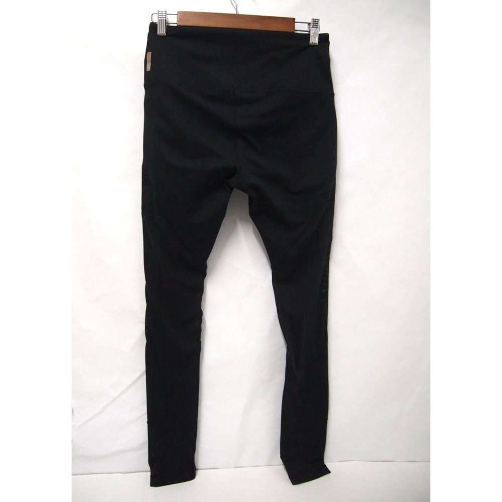Zella Womens Leggings M High Rise Knit Stretch Athleisure Black Mesh Ankles